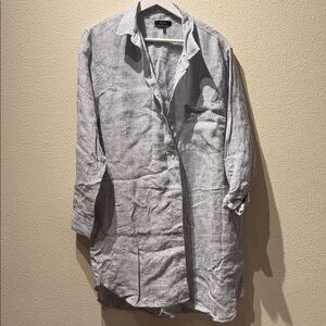 Quince Blue and White Striped Shirt